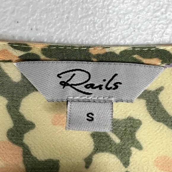 Rails Dress Roma Gardenia Floral Mini Yellow Puff Sleeve V-Neck Size Small - Picture 5 of 16